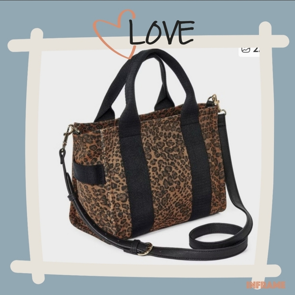 Nwt Universal Thread Leopard Print Bag with Black Accents And Removable Strap